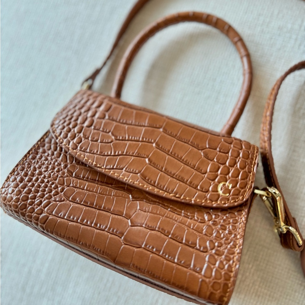 Croc effect crossbody mini bag